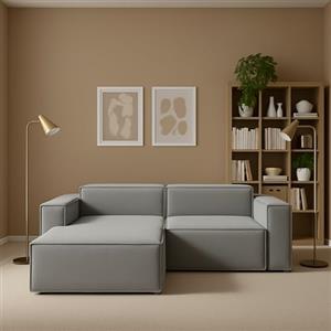 Talamo Italia - Divano fisso con penisola Nadia, Divano componibile a 2 posti con penisola sinistra, Sofà in tessuto, 100% Made in Italy, Cm 220x170h70, Grigio