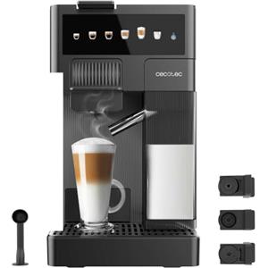 Cecotec Macchina da Caffè FreeStyle Latte. 1350W, Serbatoio Latte 400ml, Thermoblock, Pompa 20 Bar, Sistema Capsule, Adatta per Caffè Macinato, 6 Tipi di Caffè, Serbatoio Acqua 1,6L, Controllo Touch