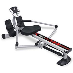 HIGH POWER Vogatore a 2 Pistoni GetFit Pro - Regolazione 10 Livelli, Display LCD, Pieghevole - Allenamento a casa