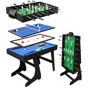 Relaxdays Tavolo da gioco Relaxdays 4-in-1: calcio balilla, biliardo, air hockey | Tavolo da ping-pong pieghevole, per bambini e adulti