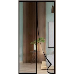 FIOVIP Porta magnetica per zanzariera, 90x180CM Tenda,chiusura automatica, facile installazione senza fori(poliestere, Nero)