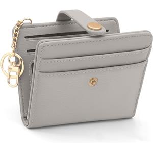 GOUNNU Portafoglio Donna Piccolo Pelle PU RFID Blocco Portafogli Corto Piccolo Slim Portamonete per Donna con 8 Porta Carta di Credito Cerniera (Grigio)