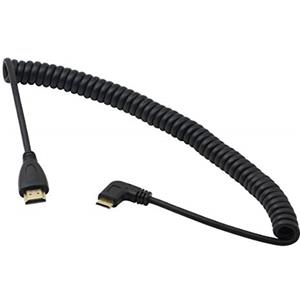 Cerrxian, cavo da mini HDMI maschio con connettore ad angolo retto da 90°, a HDMI maschio, placcato oro, adattatore a spirale che supporta il 3D, a 1080p