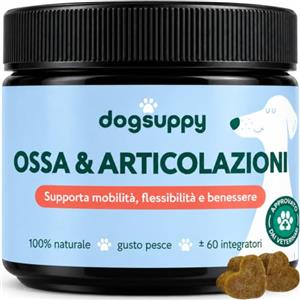 DogSuppy Ossa & Articolazioni, 100% Naturale, Glucosamina, Collagene, Cozza Verde, MSM - per Cani di Piccola, Media e Grande Taglia | 60 Unita