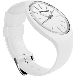 FREDDY Orologio da Polso Donna Rhythm, Rhythm Orologio da Donna in Silicone Bianco e Silver, Cassa Tonda 34 mm
