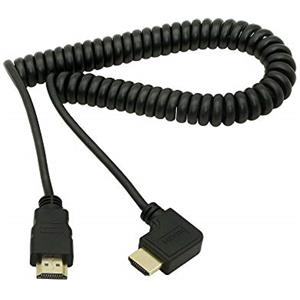 Cerrxian - Cavo con attacco da HDMI maschio a HDMI ad angolo retto, connettori placcati oro, cavo a spirale, supporta ritorno audio, 2K x 4K (30 Hz)