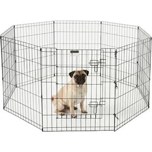 Petmaker Box per Cani, Pieghevole, in Metallo, con 8 Pannelli da 61 x 76 cm, per Interni ed Esterni, con Porta per Cani, Gatti o Piccoli Animali