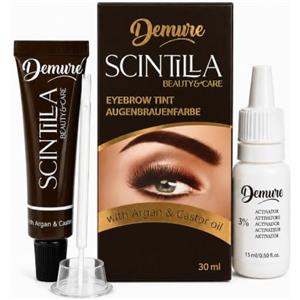 Demure Colore Sopracciglia, Colorante con Olio di Argan e di Ricino, Risultato Naturale e Duraturo Fino a 4 Settimane, Applicazione Rapida e Precisa (MARRONE SCURO 3.0)