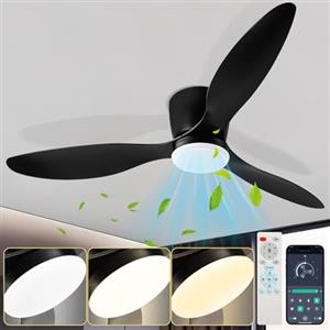 Izrielar Ventilatore da soffitto con illuminazione LED, telecomando, 6 velocità, 3 colori dimmerabili, modalità estate-inverno, timer