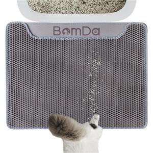 BomDa Tappetino per Lettiera Gatti, Design a Nido d'Ape, Impermeabile, Doppio Strato (Grigio, 58x43cm)