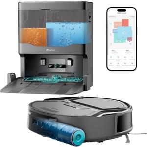 Lefant M210 Omni Robot Aspirapolvere Lavapavimenti con Rullo 20000Pa Anti Groviglio, Aspirapolvere Robot con Lavaggio ad Acqua Pulita, Contenitore 800ml, Ultra Sottile 85mm per Peli Animali, Grigio