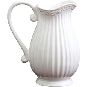 GMMH Pastel Brocca in ceramica 1,2 l, bianco - vaso, brocca brocca per latte in stile rustico, country, francese, colori pastello, gesso