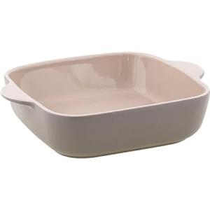 Villa Altachiara Pirofila Da Forno, Quadrata Cipria In Stoneware, 23,6X19,3X6 Cm, Teglia Elegante Per Cucina, Collezione Armony
