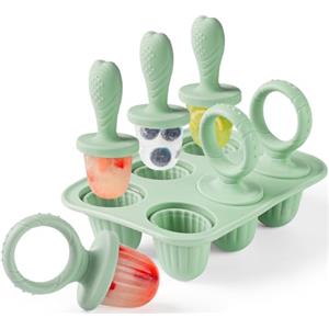 JRISBO Stampo Ghiaccioli per Bambini, 6X 17ml Mini Formine Gelato in Silicone senza BPA con Stecchini per Dentizione, Neonato Formine Ghiacciolo Bimbi Stampi Piccoli Ghiacciolo