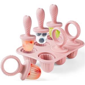 JRISBO Stampo Ghiaccioli per Bambini, 6X 17ml Mini Formine Gelato in Silicone senza BPA con Stecchini per Dentizione, Neonato Formine Ghiacciolo Bimbi Stampi Piccoli Ghiacciolo