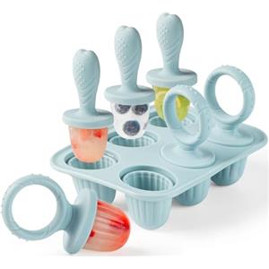 JRISBO Stampo Ghiaccioli per Bambini, 6X 17ml Mini Formine Gelato in Silicone senza BPA con Stecchini per Dentizione, Neonato Formine Ghiacciolo Bimbi Stampi Piccoli Ghiacciolo