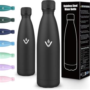 Motswedi Borraccia Termica 750ml, Borraccia Acciaio Inox, Doppio Isolamento Termico, Bottiglia Termica per Fredda e Calda, Bottiglia a Prova di Perdite per Ufficio, Campeggio, All'aperto, Nero-6C