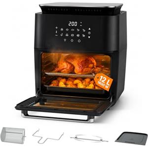 Avilia Friggitrice ad Aria 12 Litri XXL con Display Touch - Airfryer 1800W con 12 Programmi, Cottura 360° e Accessori Inclusi per Piatti Croccanti e Sani Senza Olio - Forno ad Aria per Famiglie
