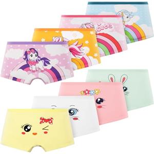 AYBUY Mutandine da Bambina in Cotone, 8 Pezzi Bambina Mutande Mutandine, Boxer Bambina Intimo Mutande, Bambine Mutandine con Vari Motivi 3-11 Anni, Morbido e Confortevole, Stile B, 3XL