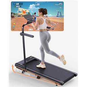 Superun Folding Walking Pad 3 in 1 Oversized Treadmill for Home up to 12 km/h, Tread Width 110 x 40 cm, Safe and Foldable, Under Desk, 136 kg, with App and Cousins of