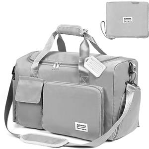 Flintronic Borsone da Viaggio Pieghevole, Borsone Palestra Sportiva con Etichetta Bagaglio, Borsa Sportiva con Scomparto Scarpe, Grande Capacità Borsa da Viaggio Duffel per Sport/Viaggi (35L)