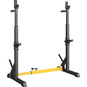 LIFERUN Rack da Squat, Multifunzione Rack da Squat Regolabile in Altezza, Porta Manubri da Squat, Supporto per Bilanciere Porta Manubri, Stand per Sollevamento Pesi, Supporti di Squat, Max. 250KG (Giallo)
