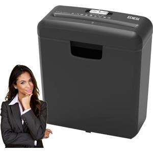 Ediesi, Distruggi Documenti, per Casa, Ufficio, Tritadocumenti, fino a 6 fogli, per carte di credito, CD e DVD, portatile con cestino da 10 litri