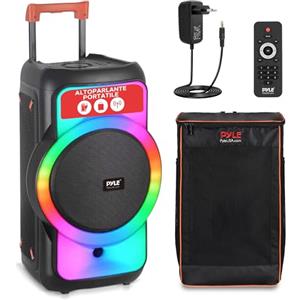 Pyle Cassa Bluetooth Potente 160 Watt, Sistema Stereo Wireless TWS con Bassi Potenti e Alti Chiari, Altoparlante Bluetooth Portatile con Borsa, Treppiede, Radio FM, USB, AUX, Ingressi Mic, 38x30x61cm