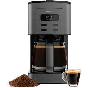Cecotec Macchina Caffè a Filtro Digitale 10 Tazze Coffee 66 Time. 800W, Acciaio Inox, Intensificatore Aroma, Caraffa Vetro 1,2L, Programmabile, Mantiene Caldo, Filtro e Cucchiaio, Caffè Perfetto