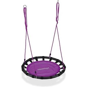 Relaxdays Altalena da Giardino a Nido, per Bambini e Adulti, Regolabile, Ø 80 cm, Portata Max. 100 kg, Lilla