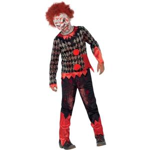 SMIFFYS Costume Deluxe Zombie Clown, Rosso & Verde, comprende Maschera in Lattice, Top e Pantaloni Halloween