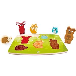 Hape Puzzle tattile degli animali della foresta | Gioco educativo in legno | Per bambini dai 2 anni