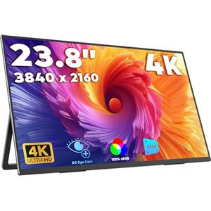 MAGICRAVEN 4K Monitor Portatile 23,8 Pollici, 3840x2160 UHD IPS Schermo Portatile PC, Portable Monitor USB C HDMI Monitor Portatile per Laptop/PC/Mac/Telefoni/Switch con Supporti, Plug e Play