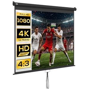 HOMCOM Telo Proiettore da 100 Pollici 4K HD Formato 4:3/16:9, Altezza Regolabile Manuale, Schermo Proiettore, Grandangolo di 160 Gradi, Telo Videoproiettore per Casa, Home, Cinema, Ufficio, Nero