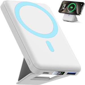 YAGOPAL Power Bank 10000mAh con Supporto Pieghevole Caricabatterie Portatile Agnetico Wireless PD 22.5W Tipo-C Ricarica Rapida Compatibile Magsafe per iPhone 16/15/14/13/12/Mini/Pro/Pro Max