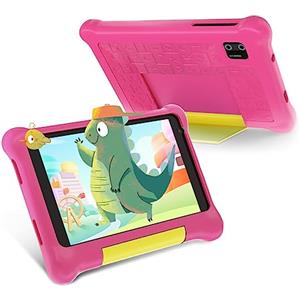 Yicty Tablet Bambini 7 Pollici Android 13 Educativo Tablets PC Controllo Parentale Quad Core 5GB RAM 32GB ROM 128GB Estensione Doppia Fotocamera Custodia Antiurto (Rosa)