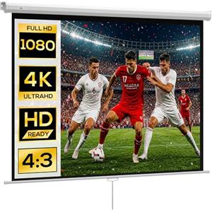 HOMCOM Telo Proiettore 84 Pollici 4K HD 4:3 Grandangolo 160° Bianco