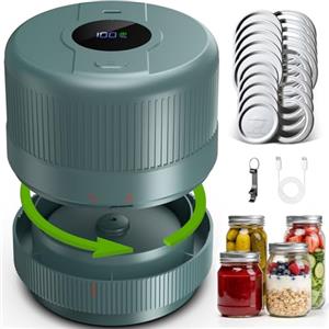 Wothfav Macchina Sottovuoto per Barattoli Vetro, Mason Jar Vacuum Sealer Elettrico, Apertura Standard e Larga, Sigillatore Sottovuoto per Conservazione e Fermentazione Alimentare-Grigio