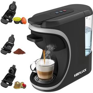 KEEPLUCK Macchina da caffè 3 in 1, compatibile con capsule per Nes/DG/Mio e caffè in polvere, compatta e salvaspazio, 600 ml (ST-551)