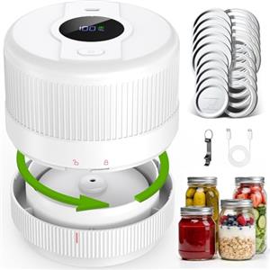 Wothfav Macchina Sottovuoto per Barattoli Vetro, Mason Jar Vacuum Sealer Elettrico, Apertura Standard e Larga, Sigillatore Sottovuoto per Conservazione e Fermentazione Alimentare-Bianco