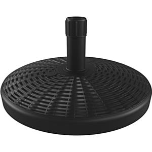 Bricozone Base Per Ombrellone Centrale Da Giardino Tonda Nero Riempibile Con 24 Kg Di Acqua o Sabbia Resistente Alle Intemperie Da Giardino Per Palo Centrale Terrazzo Balcone In Plastica Effetto Rattan 26 cm