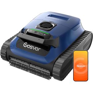 Gosvor Robot Piscina Pareti e Fondo, Doppia Filtrazione, Navigazione Intelligente, 5 modalità, App, 200 min Autonomia, Parcheggio Auto, Aspirapolvere per Piscina Fino a 200㎡,Blu Grigiastro