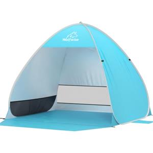 Wolfwise Tenda da Spiaggia Pop Up, Tenda Mare UPF 50+, Portatile con Borsa per il Trasporto, Idrorepellente e Ventilata con Tasche per la Sabbia per 1-2 persone, 150 × 120 × 110 cm, Blu