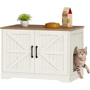 Fobyfurny Mobile Lettiera per Gatti, 80 x 50 x 55 cm, Marrone e Bianco