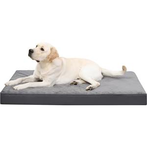 KSIIA Cuccia Cane Interno Taglia Grande L-Plus, Utilizzabile su Entrambi i Lati, Ortopedico Cuscino per Cani Sfoderabile e Lavabile, Letto per Cani Impermeabile, Materassino Grigio Scuro, 91x68cm