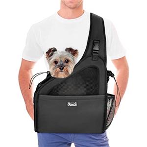 Nasjac Pet Dog Sling Carrier, Hands Free Papoose Small Animal Puppy Travel Bag Tote Cinturino imbottito regolabile Rete traspirante Fondo rigido Apertura Tasca frontale Cintura di sicurezza Lavabile