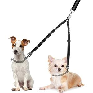 SlowTon Guinzaglio Doppio per Cani, Girevole a 360° con Lunghezza Riflettente Regolabile, Separatore a Filo per Due Cani in Allenamento