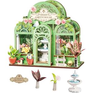 Rolife Miniature Casa Green Fountain Garden, 115 pezzi Kit Casa in Miniatura DIY, Modellismo da Costruire Adulti Casa delle Bambole in Legno Puzzle 3D Nessun collante necessario