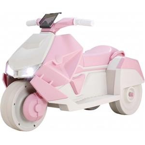 MAMIZO Moto elettrica per bambini, Triciclo elettrico con 2 motori, 92x42x56 cm, Moto elettrica per bambini con musica, pedali, faro anteriore, USB, 3 km/h, 30 kg, per bambini 3-6, 3 pcs ruote, Rosa