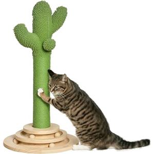 PawHut Albero Tiragraffi per Gatti Adulti e Gattini 32x32x60cm Verde